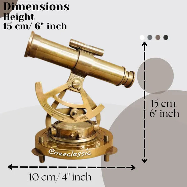NEO_CLASSIC_Theodolite_Alidade_Telescope_with_Magnetic_Compass_&_Surface_Level_(6_Inch)_|_Antique_Brass_Navigation_Instrument_|_Marine_Nautical_Décor_Showpiece