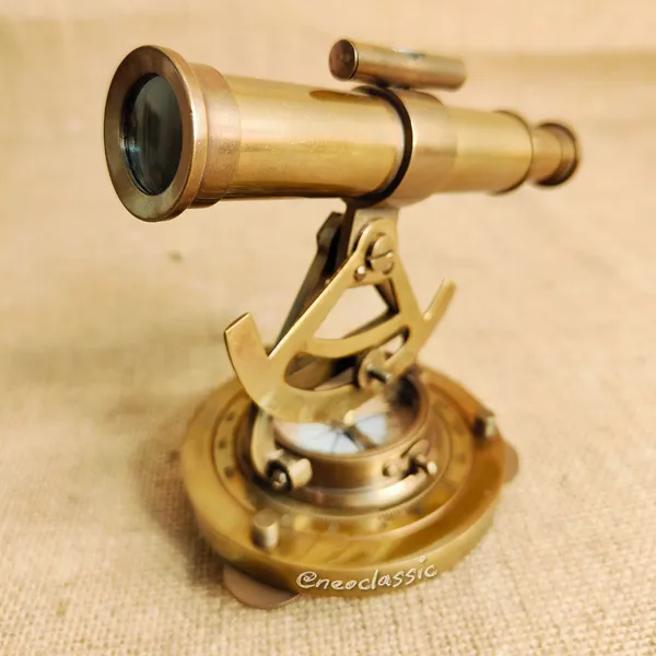 NEO_CLASSIC_Theodolite_Alidade_Telescope_with_Magnetic_Compass_&_Surface_Level_(6_Inch)_|_Antique_Brass_Navigation_Instrument_|_Marine_Nautical_Décor_Showpiece