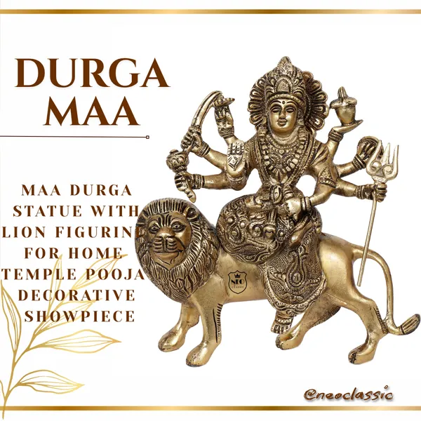 NEO_CLASSIC_Durga_Maa_Statue_with_Lion_|_Hindu_Goddess_Durga_Idol_for_Home_Temple,_Pooja_&_Decorative_Showpiece_|_9_Inch