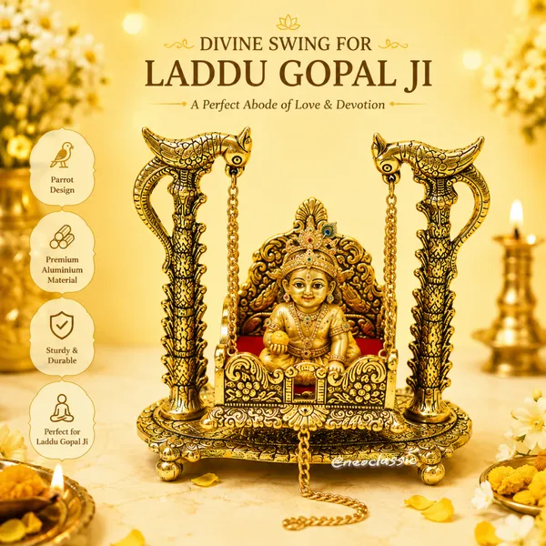 NEO_CLASSIC_Metal_Laddu_Gopal_Jhula_|_7_Inch_Krishna_Hindola_Palana_for_Bal_Gopal_Murti_|_Decorative_Swing_for_Home_Temple,_Pooja_Room,_Janmashtami_&_Religious_Décor