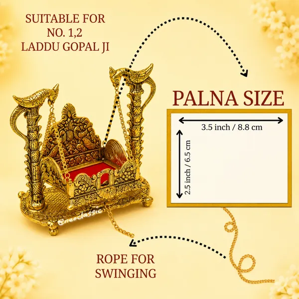 NEO_CLASSIC_Metal_Laddu_Gopal_Jhula_|_7_Inch_Krishna_Hindola_Palana_for_Bal_Gopal_Murti_|_Decorative_Swing_for_Home_Temple,_Pooja_Room,_Janmashtami_&_Religious_Décor