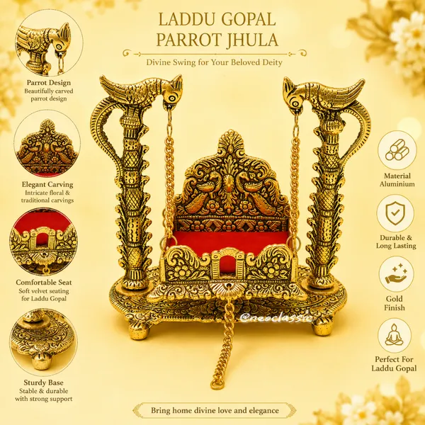 NEO_CLASSIC_Metal_Laddu_Gopal_Jhula_|_7_Inch_Krishna_Hindola_Palana_for_Bal_Gopal_Murti_|_Decorative_Swing_for_Home_Temple,_Pooja_Room,_Janmashtami_&_Religious_Décor
