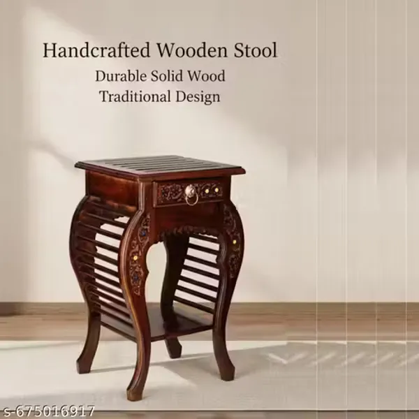 Elegant_Handcarved_Wooden_Side_Table_With_Floral_Inlay_And_Storage_Drawer