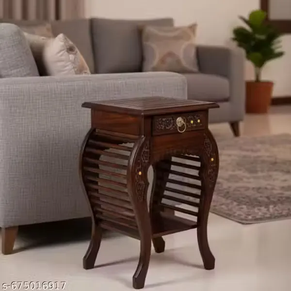 Elegant_Handcarved_Wooden_Side_Table_With_Floral_Inlay_And_Storage_Drawer