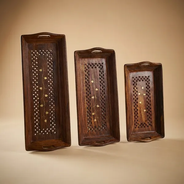 Premium_Sheesham_Wooden_Serving_Tray_With_Brass_Work_Set_Of_3