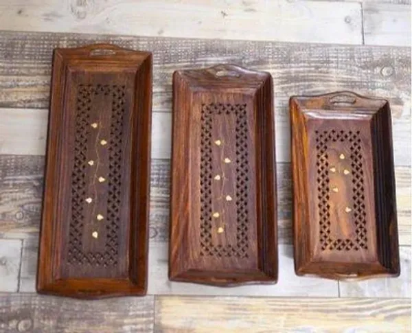 Premium_Sheesham_Wooden_Serving_Tray_With_Brass_Work_Set_Of_3