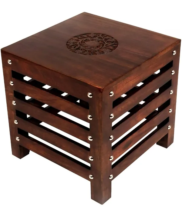 Solid_Wood_Carved_Square_Side_Table_With_Slatted_Storage_Design_Set_Of_2_Stool