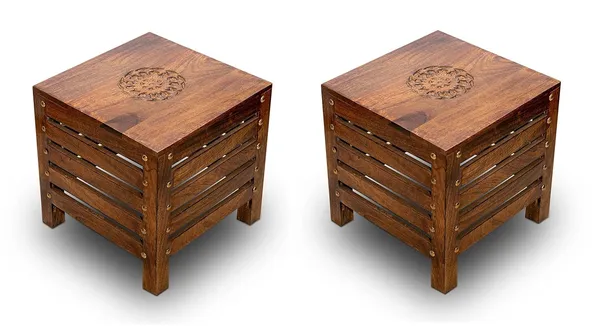 Solid_Wood_Carved_Square_Side_Table_With_Slatted_Storage_Design_Set_Of_2_Stool
