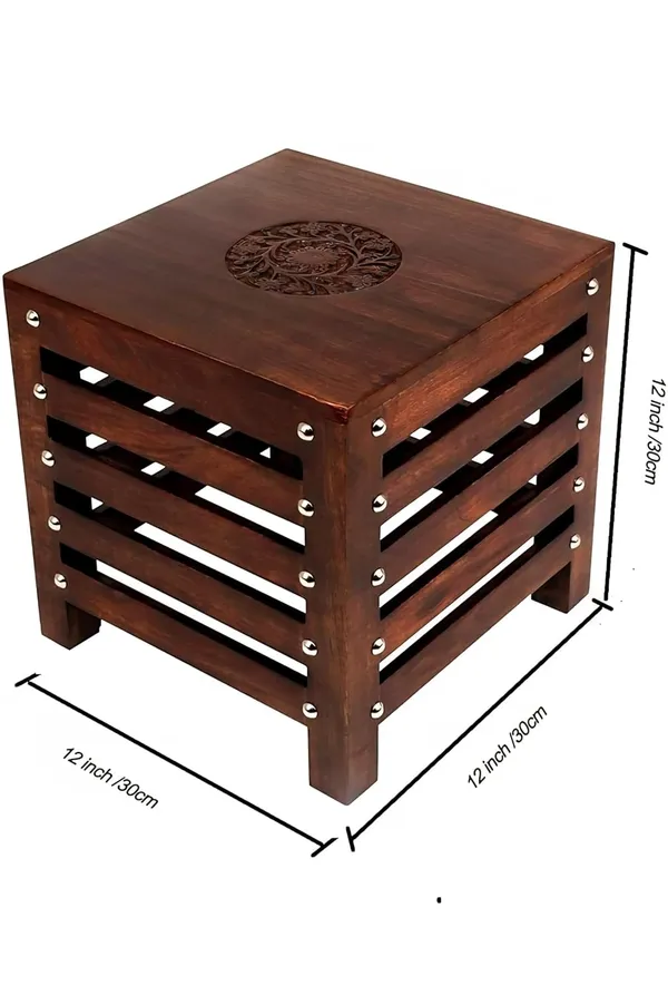 Solid_Wood_Carved_Square_Side_Table_With_Slatted_Storage_Design_Set_Of_2_Stool