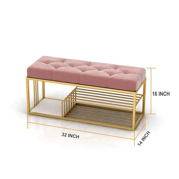Velvet_Upholstered_Entryway_Shoe_Rack_Bench_With_Storage