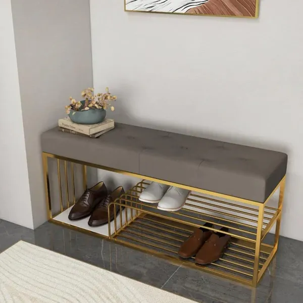 Velvet_Upholstered_Entryway_Shoe_Rack_Bench_With_Storage