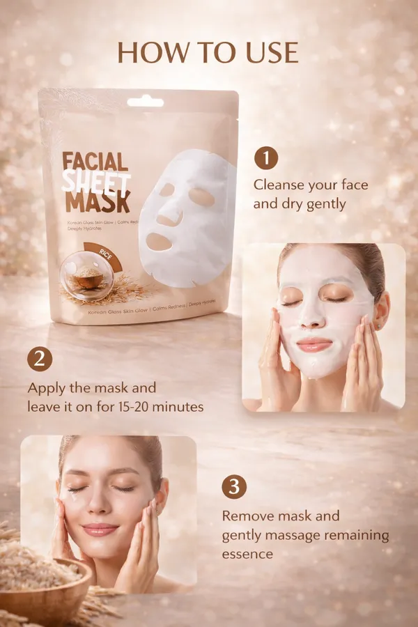 KOREAN_GLASS_RICE_WATER_FACIAL_SHEET_MASK_FOR_WOMEN//FOR_HYDRATING_AND_BRIGHTENING_SKIN//PACK_OF_3_PCS_