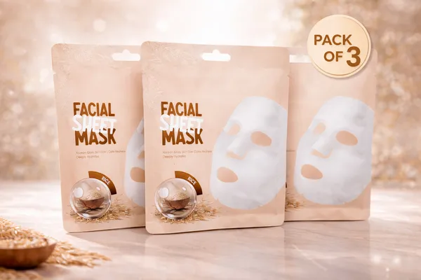 KOREAN_GLASS_RICE_WATER_FACIAL_SHEET_MASK_FOR_WOMEN//FOR_HYDRATING_AND_BRIGHTENING_SKIN//PACK_OF_3_PCS_