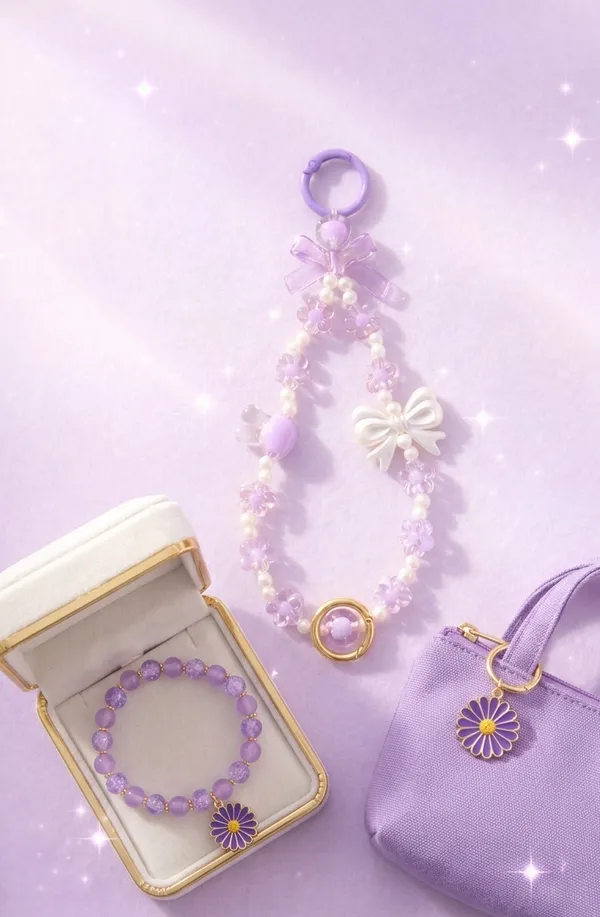 Gopi_Lavender_Petals_Phone_Charm_&_Gopi_Purple_Kripa_Bracelet_(Combo_of_2_Bracelet_&_1_Charms_)