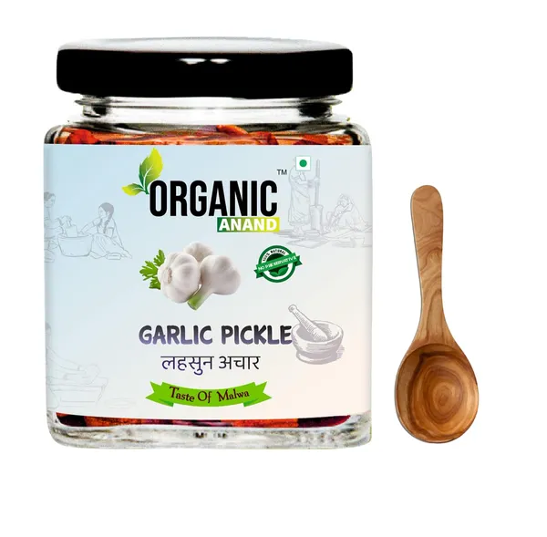 Organic_Natural_Garlic_Pickle_Lahsun_Ka_Achar_Homemade_No_Artificial_Colors_Achar_Tangy_And_Delicious_With_Wooden_Spoon