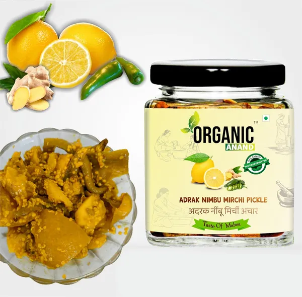 Organic_Homemade_Ginger_Lemon_Green_Chilli_Mix_Pickles_Khatta_Mix_Ghar_Ka_Achar_With_Neemwood_Spoon_Flavourful_Delicious_Traditional_Taste