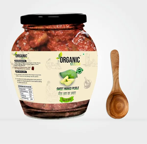 Organic_Pure_Natural_Less_Sweet_Mango_Pickle_Meetha_Aam_Ka_Achar_Jaggery_Mango_Pickle_Homemade_Achar_With_Neemwood_Spoon_No_Artificial_Preservatives_Colors