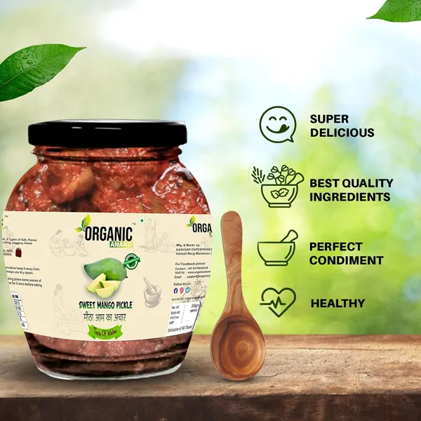 Organic_Pure_Natural_Less_Sweet_Mango_Pickle_Meetha_Aam_Ka_Achar_Jaggery_Mango_Pickle_Homemade_Achar_With_Neemwood_Spoon_No_Artificial_Preservatives_Colors