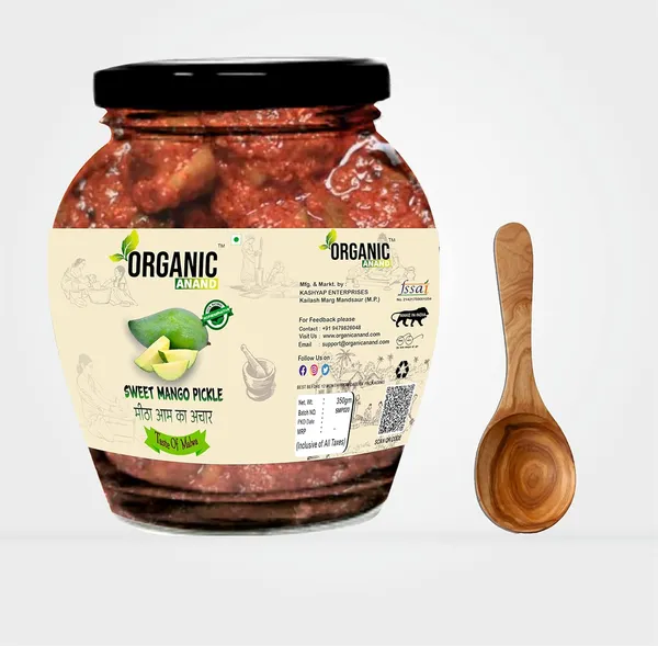Organic_Pure_Natural_Less_Sweet_Mango_Pickle_Meetha_Aam_Ka_Achar_Jaggery_Mango_Pickle_Homemade_Achar_With_Neemwood_Spoon_No_Artificial_Preservatives_Colors