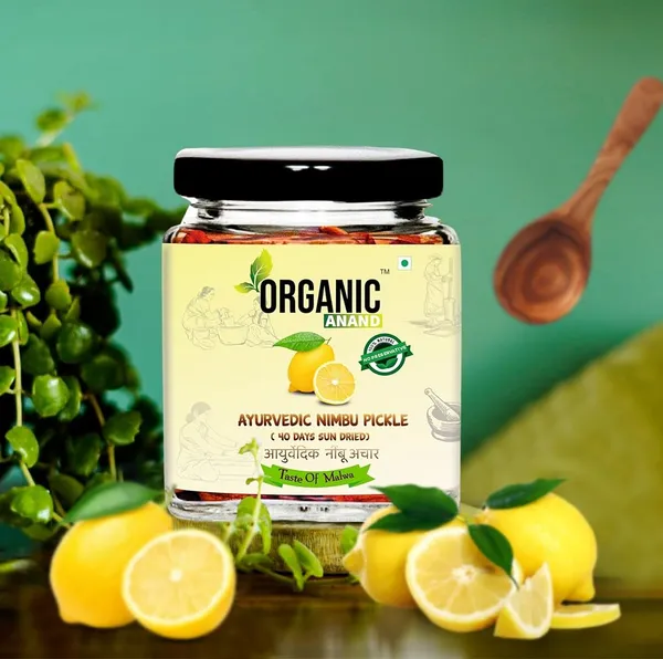 Organic_Homemade_Ayurvedic_Lemon_Pickle_Days_Sun_Dried_Nimbu_Ka_Achar_With_Neemwood_Spoon_Flavourful_Delicious_Traditional_Taste