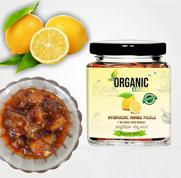 Organic_Homemade_Ayurvedic_Lemon_Pickle_Days_Sun_Dried_Nimbu_Ka_Achar_With_Neemwood_Spoon_Flavourful_Delicious_Traditional_Taste