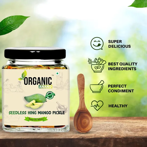 Organic_Homemade_Seedless_Hing_Mango_Pickles_Oil_Free_Traditional_Khatta_Aam_Ka_Achar_With_Neemwood_Spoon_No_Preservative