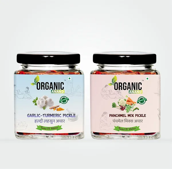 Organic_Homemade_Garlic_Turmeric_Pickle_And_Panchmel_Mix_Pickles_Combo_Haldi_Lahsun_Ka_Achar_Achar_With_Neemwood_Spoon
