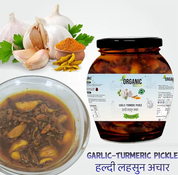 Organic_Homemade_Garlic_Turmeric_Pickle_And_Lemon_Pickle_Combo_Haldi_Lahsun_Achar_With_Neemwood_Spoon
