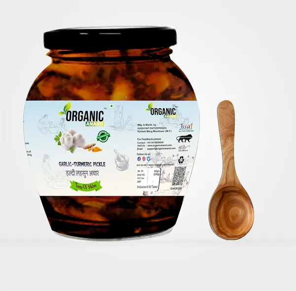 Organic_Homemade_Garlic_Turmeric_Pickle_And_Lemon_Pickle_Combo_Haldi_Lahsun_Achar_With_Neemwood_Spoon
