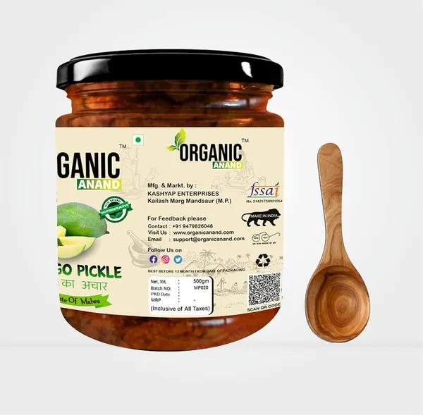 Organic_Homemade_Garlic_Turmeric_Pickles_And_Mango_Pickle_With_Neemwood_Spoon_Aam_Ka_Achar_And_Haldi_Lahsun_Achar_Combo