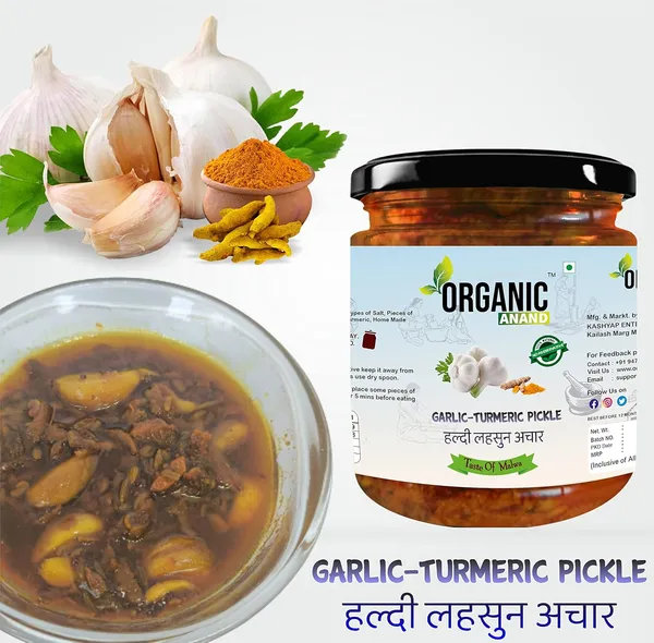 Organic_Homemade_Garlic_Turmeric_Pickle_And_Lemon_Pickle_Combo_Haldi_Lahsun_Achar_With_Neemwood_Spoon