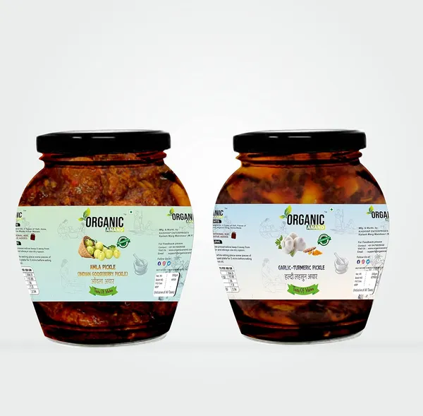Organic_Homemade_Indian_Gooseberry_Amla_Pickle_And_Garlic_Turmeric_Pickle_With_Neemwood_Spoon_Haldi_Lahsun_Amla_Combo
