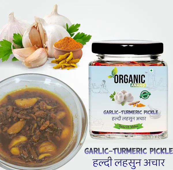 Organic_Homemade_Garlic_Turmeric_Pickles_And_Mango_Pickle_With_Neemwood_Spoon_Aam_Ka_Achar_And_Haldi_Lahsun_Achar_Combo
