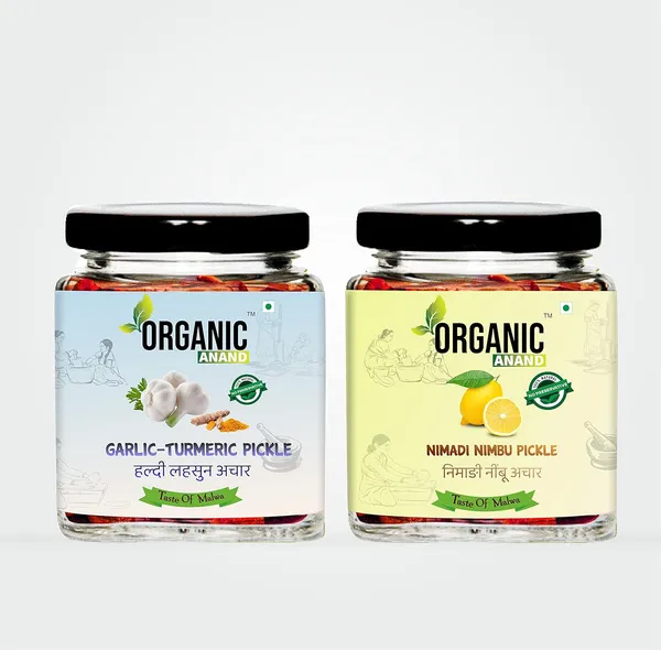 Organic_Homemade_Garlic_Turmeric_Pickle_And_Lemon_Pickle_Combo_Haldi_Lahsun_Achar_With_Neemwood_Spoon