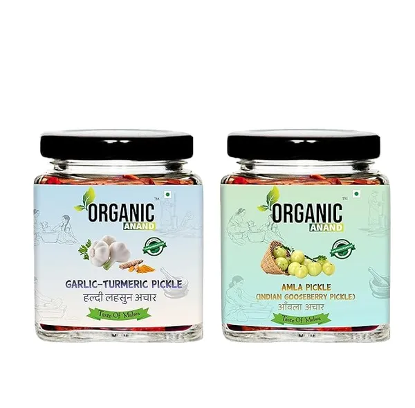 Organic_Homemade_Indian_Gooseberry_Amla_Pickle_And_Garlic_Turmeric_Pickle_With_Neemwood_Spoon_Haldi_Lahsun_Amla_Combo