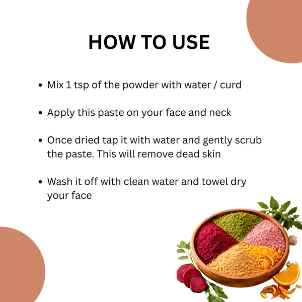 5in1_Neem,_Multani_Mitti,_Rose,_Beetroot_&_Orange_Peel_Powder_Pack_Face_Mask|_100%_Natural_Skin_Care_|_Acne,_Glow,_Tan_Removal_|_Herbal_Face_5in1_Pack_Powder