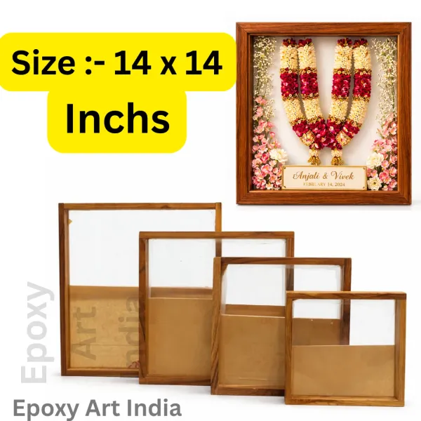 14_X_14_Inch_Teakwood_Floating_Frame_With_Acrylic_Base_For_Resin_Art_Wooden_Floating_Varmala_Frame
