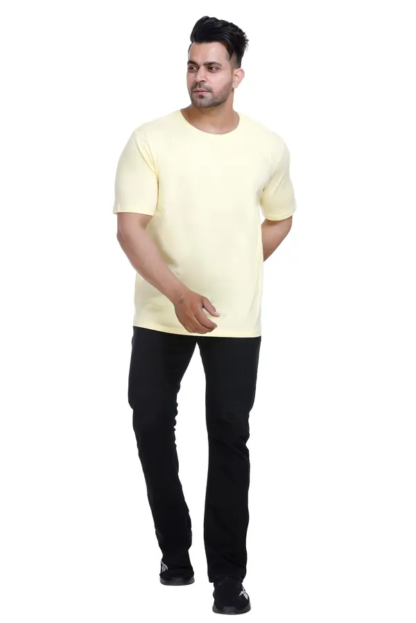 Light_Yellow_Round_Neck_Half_Sleeve_Cotton_T_Shirt