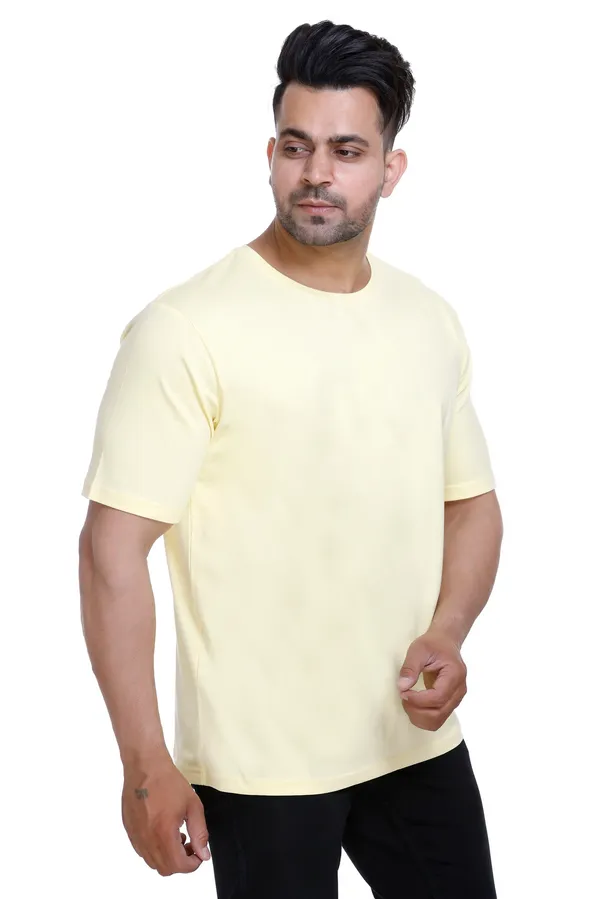 Light_Yellow_Round_Neck_Half_Sleeve_Cotton_T_Shirt