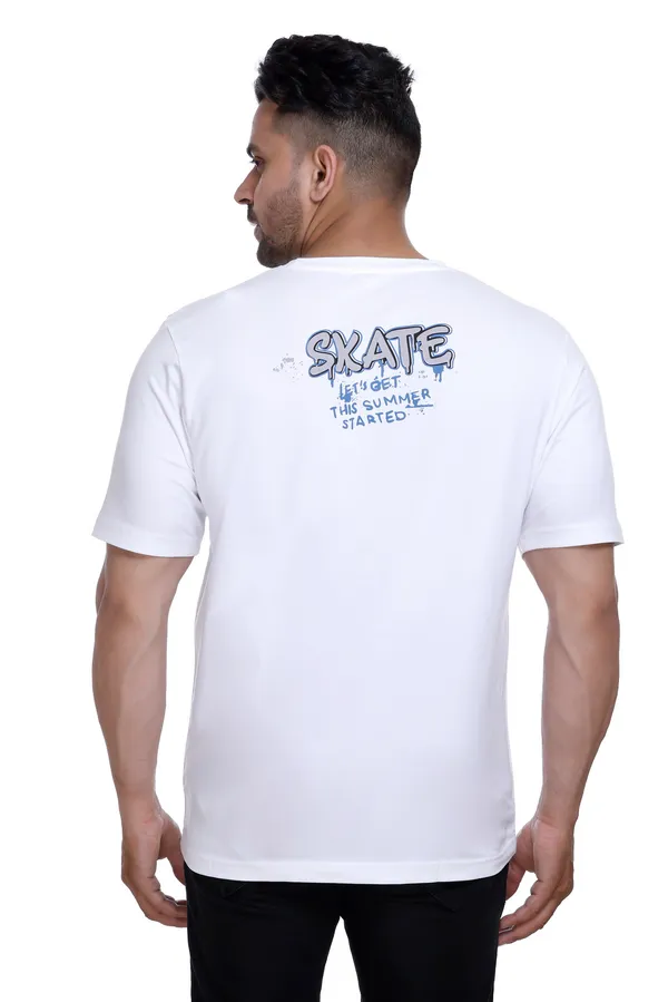 White_Graphic_Print_T_Shirt_Skate_Break_Dance_Design