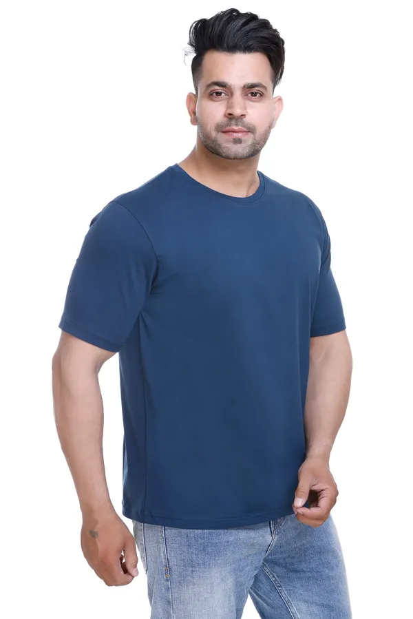 Gen_Erat_United_Graphic_Navy_Blue_And_Print_Beige_Oversized_T-Shirt_for_Men