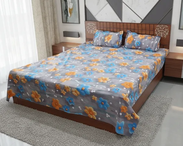 Cotton_Blend_King_Flat_400_TC_Floral_1_Summer_Bedsheet_with_2_Pillow_Covers_(Green)