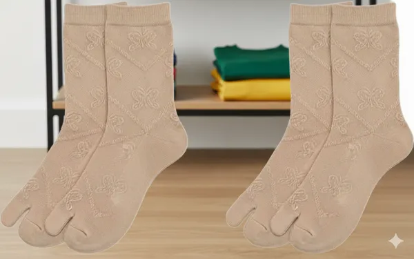 Pack_Of_2_-_Beige_Cotton_Socks_For_Women