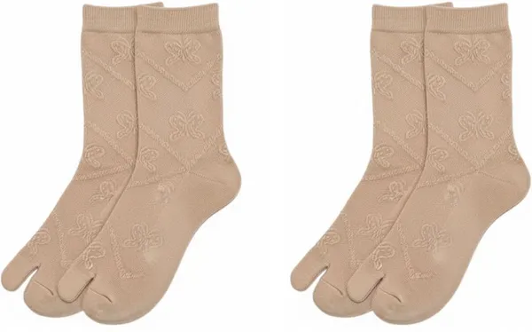 Pack_Of_2_-_Beige_Cotton_Socks_For_Women