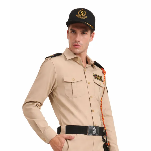 Khaki_Cotton_Blend_Premium_Trovine_Security_Guard_Shirt_For_Men