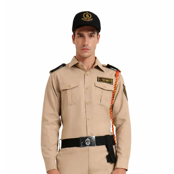 Khaki_Cotton_Blend_Premium_Trovine_Security_Guard_Shirt_For_Men