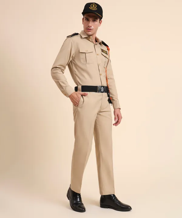 Khaki_Cotton_Blend_Premium_Trovine_Security_Guard_Shirt_For_Men