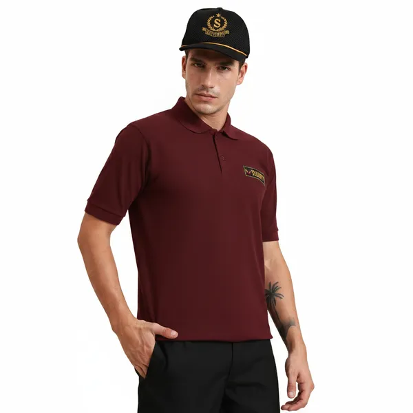 Maroon_Polyester_Security_Guard_Tshirt_For_Men