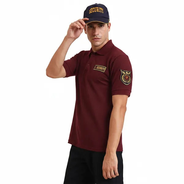 Maroon_Polyester_Security_Guard_Tshirt_For_Men
