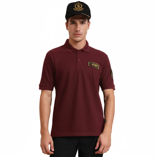 Maroon_Polyester_Security_Guard_Tshirt_For_Men
